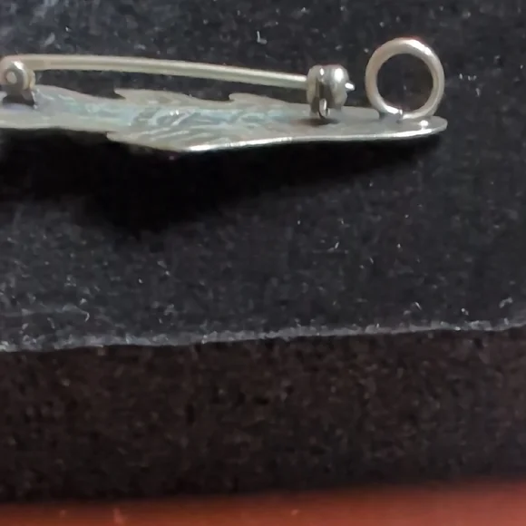 Sterling Silver Artisan Brooch with Purple Gem - Picture 3 of 5